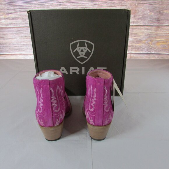 Ariat Women's Dixon Snip Toe Western Ankle Boot - Haute Pink Suede 10046864 - Picture 3 of 4